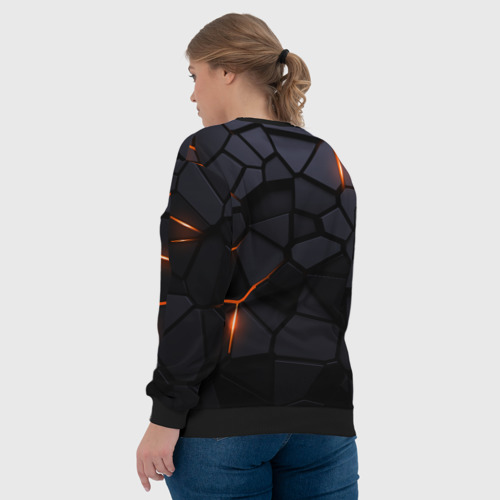 Женский свитшот 3D с принтом Renault - плиты с эффектом свечения, вид сзади #2