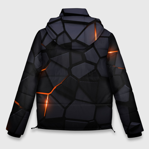 Мужская зимняя куртка 3D с принтом Renault - плиты с эффектом свечения, вид сзади #1