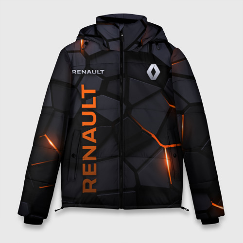 Мужская зимняя куртка 3D с принтом Renault - плиты с эффектом свечения, вид спереди #2