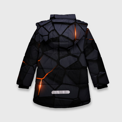 Зимняя куртка для девочек 3D с принтом Renault - плиты с эффектом свечения, вид сзади #1
