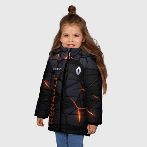 Зимняя куртка для девочек 3D с принтом Renault - плиты с эффектом свечения, фото на моделе #1