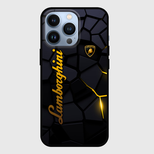 Чехол для iPhone 13 Pro Lamborghini - плиты с эффектом свечения, цвет черный