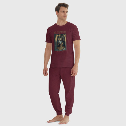 Мужская пижама хлопок с принтом Клеопатра царица Египта, вид сбоку #3
