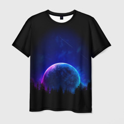 Мужская футболка 3D Переливающийся неоновый закат
