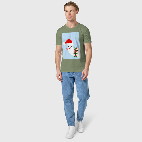 Мужская футболка хлопок с принтом Санта лама, вид сбоку #3