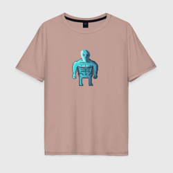 Мужская футболка хлопок Oversize Инопланетянин пиксельный