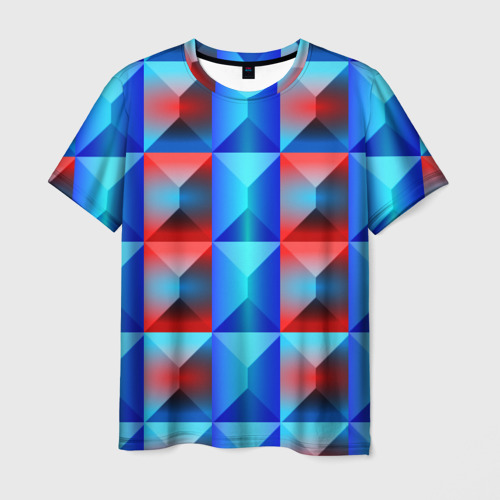 Мужская футболка 3D Рельефная прямоугольная геометрия, цвет 3D печать