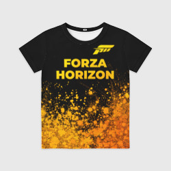 Детская футболка 3D Forza Horizon - gold gradient посередине
