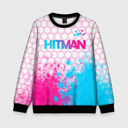 Детский свитшот 3D Hitman neon gradient style посередине