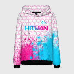 Мужская толстовка 3D Hitman neon gradient style посередине