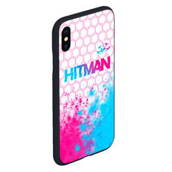 Чехол для iPhone XS Max матовый Hitman neon gradient style посередине - фото 2