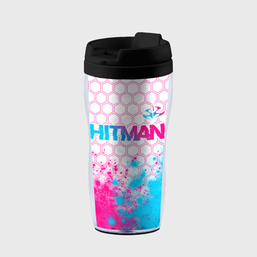 Термокружка-непроливайка Hitman neon gradient style посередине