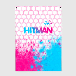 Постер Hitman neon gradient style посередине