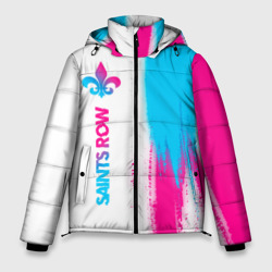 Мужская зимняя куртка 3D Saints Row neon gradient style по-вертикали