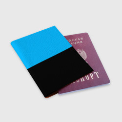 Обложка для паспорта матовая кожа Заливка синяя и чёрная - фото 2