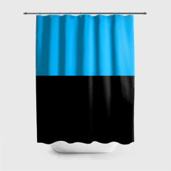 Штора 3D для ванной Заливка синяя и чёрная