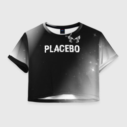 Женская футболка Crop-top 3D Placebo glitch на темном фоне посередине