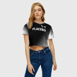 Женская футболка Crop-top 3D Placebo glitch на темном фоне посередине - фото 2