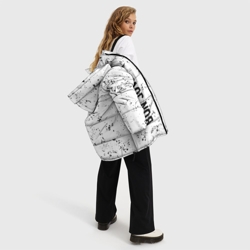 Женская зимняя куртка 3D с принтом Bon Jovi glitch на светлом фоне по-вертикали, вид сбоку #3