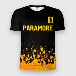 Мужская футболка 3D Slim Paramore - gold gradient посередине