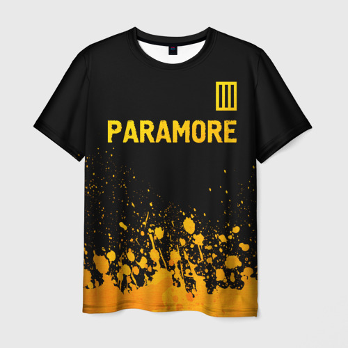 Мужская футболка с принтом Paramore - gold gradient посередине, вид спереди №1