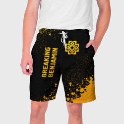 Мужские шорты 3D Breaking Benjamin - gold gradient вертикально