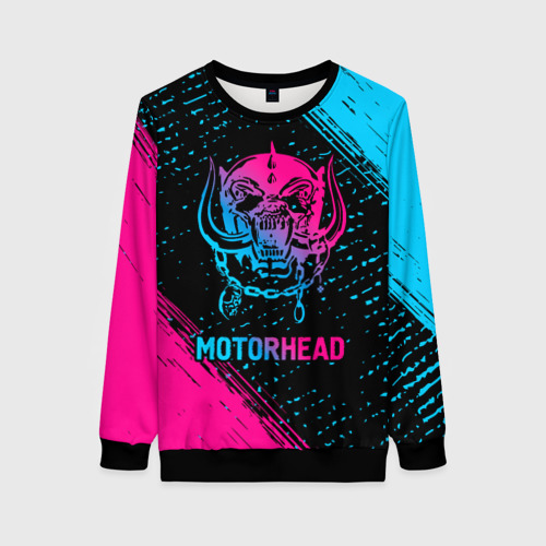 Женский свитшот 3D с принтом Motorhead - neon gradient, вид спереди #2