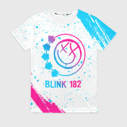 Женская футболка 3D Blink 182 neon gradient style