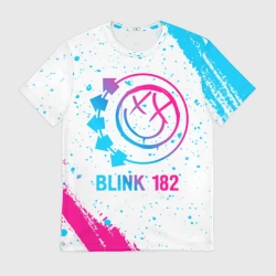 Мужская футболка 3D Blink 182 neon gradient style