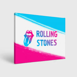 Холст прямоугольный Rolling Stones neon gradient style по-горизонтали