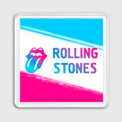 Магнит 55*55 Rolling Stones neon gradient style по-горизонтали