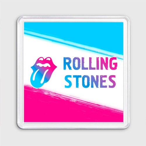 Магнит 55*55 Rolling Stones neon gradient style по-горизонтали