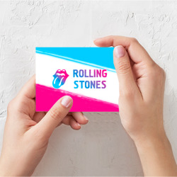 Поздравительная открытка Rolling Stones neon gradient style по-горизонтали - фото 2