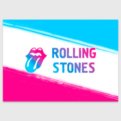 Поздравительная открытка Rolling Stones neon gradient style по-горизонтали