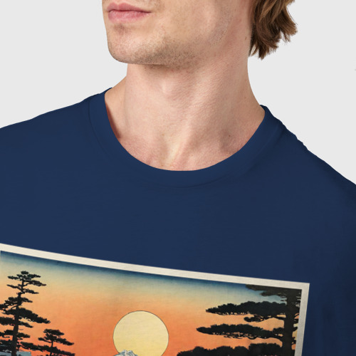 Мужская футболка хлопок Пейзажи японии, цвет темно-синий - фото 6