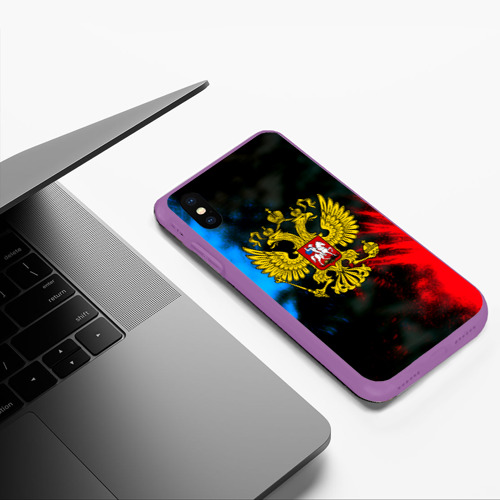 Чехол для iPhone XS Max матовый с принтом Россия спорт абстрактные краски, фото #5