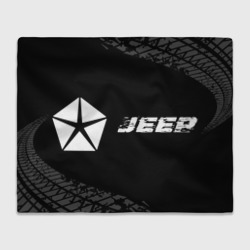 Плед 3D Jeep speed на темном фоне со следами шин по-горизонтали