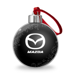 Ёлочный шар Mazda speed на темном фоне со следами шин