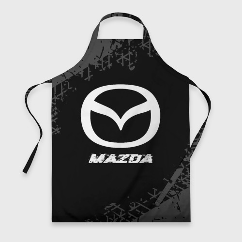 Фартук 3D Mazda speed на темном фоне со следами шин