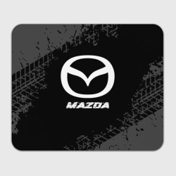 Прямоугольный коврик для мышки Mazda speed на темном фоне со следами шин