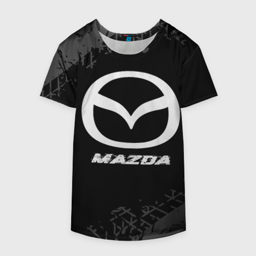 Накидка на куртку 3D Mazda speed на темном фоне со следами шин, цвет 3D печать - фото 4