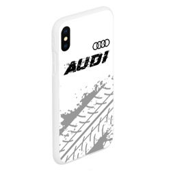 Чехол для iPhone XS Max матовый Audi speed на светлом фоне со следами шин посередине - фото 2