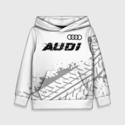 Детская толстовка 3D Audi speed на светлом фоне со следами шин посередине