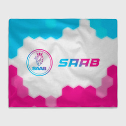 Плед 3D Saab neon gradient style по-горизонтали