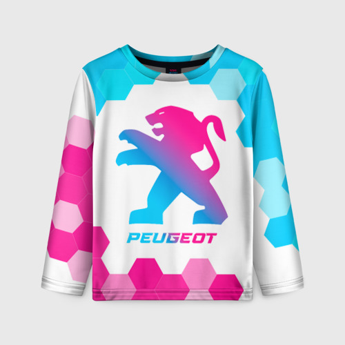 Детский лонгслив 3D Peugeot neon gradient style, цвет 3D печать