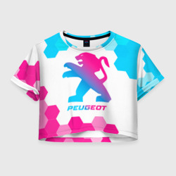 Женская футболка Crop-top 3D Peugeot neon gradient style