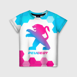 Детская футболка 3D Peugeot neon gradient style