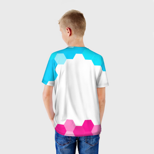 Детская футболка 3D Peugeot neon gradient style, цвет 3D печать - фото 4