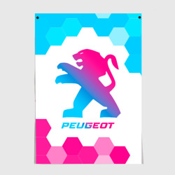 Постер Peugeot neon gradient style