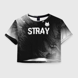 Женская футболка Crop-top 3D Stray glitch на темном фоне посередине
